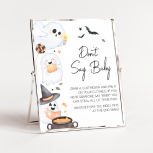 Orange Little Boo Halloween Säg inte Baby Poster