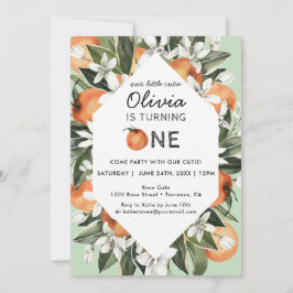 Orange Little Cutie 1st Birthday Party Investigati Inbjudningar
