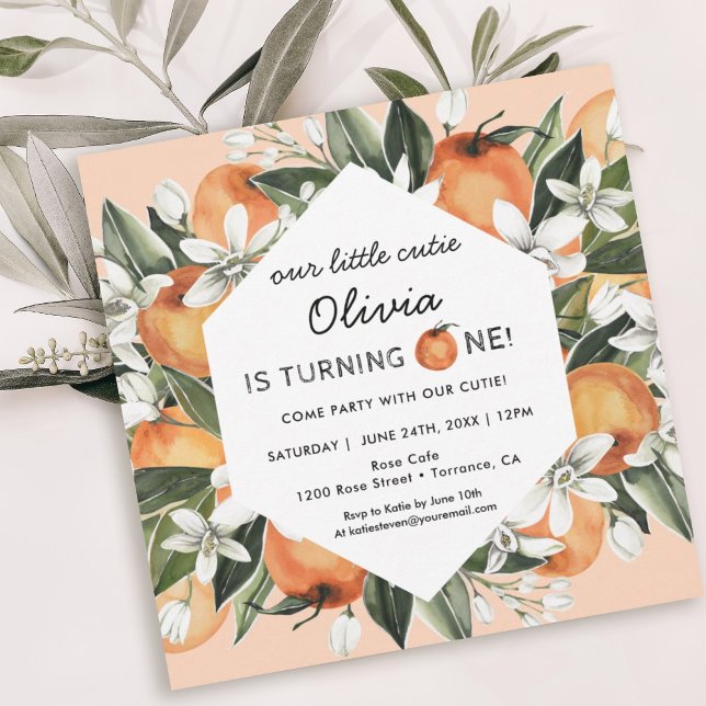 Orange Little Cutie 1st Birthday Party Investigati Inbjudningar (Skapare uppladdad)