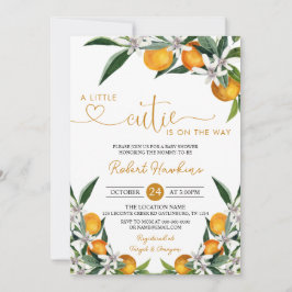 Orange Little Cutie är på väg som Baby Shower Invi Inbjudningar