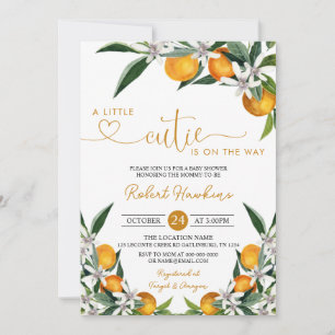 Orange Little Cutie är på väg som Baby Shower Invi Inbjudningar
