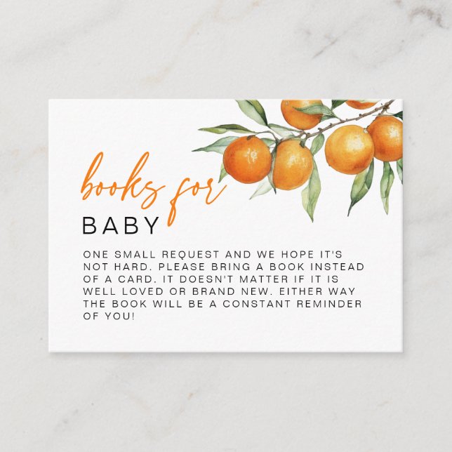 Orange Little Cutie Baby Shower Bokar för Baby Tilläggskort (Framsida)