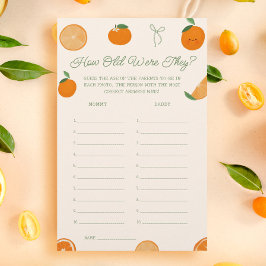 Orange Little Cutie Baby Shower gissar åldersmatch