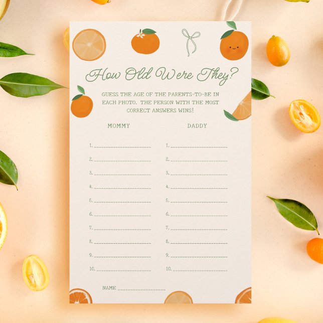 Orange Little Cutie Baby Shower gissar åldersmatch (Skapare uppladdad)