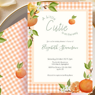 Orange Little Cutie Baby Shower Inbjudan