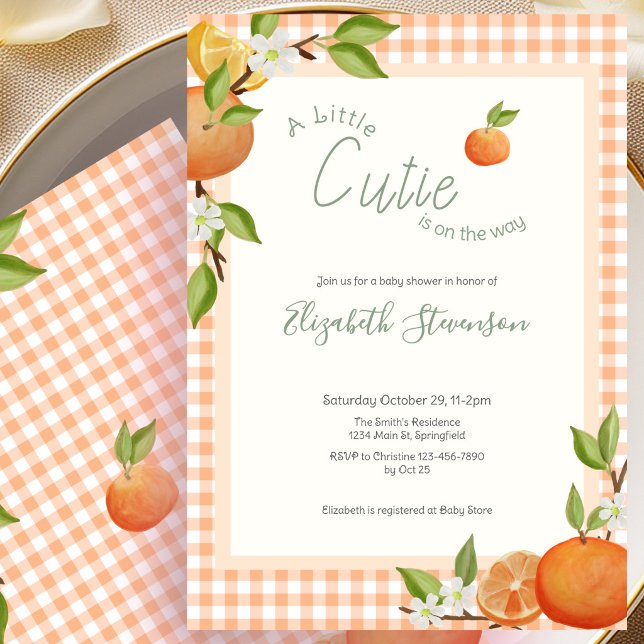 Orange Little Cutie Baby Shower Inbjudan (Skapare uppladdad)