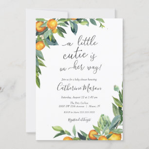 Orange Little Cutie Baby Shower-inbjudan Inbjudningar