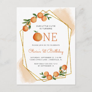 Orange Little Cutie Citrus 1-års inbjudan
