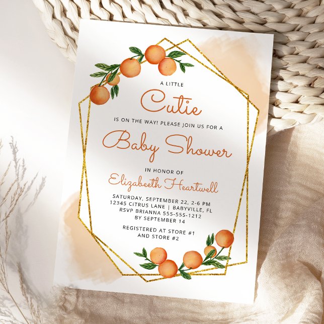 Orange Little Cutie Citrus Baby Shower Inbjudningar (Skapare uppladdad)