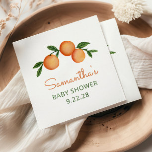 Orange Little Cutie Citrus Baby Shower Pappersservett