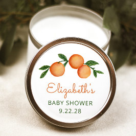 Orange Little Cutie Citrus Baby Shower Square Stic Runt Klistermärke