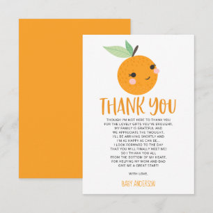 Orange Little Cutie Citrus Baby Shower Tack Inbjudningar