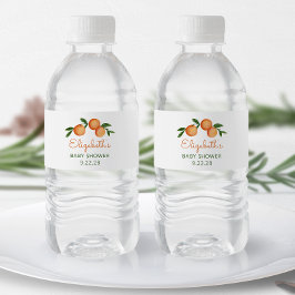 Orange Little Cutie Citrus Baby Shower Vattenflaskor Etikett