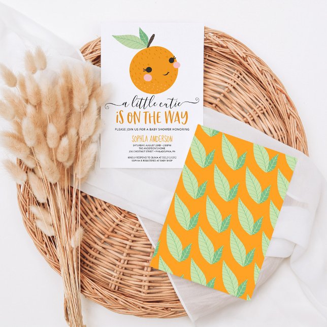 Orange Little Cutie Citrus Modern Baby Shower Inbjudningar (Skapare uppladdad)