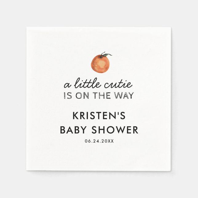 Orange Little Cutie Clementine Baby Shower Napkins Pappersservett (Framsidan)