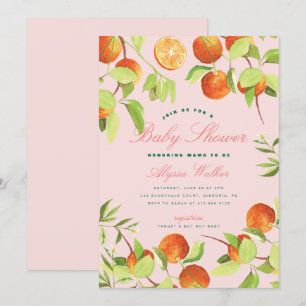Orange Little Cutie Gender Neutral Baby Shower Inbjudningar