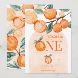 Orange Little Cutie svänger 1:a födelsedagen Party Inbjudningar
