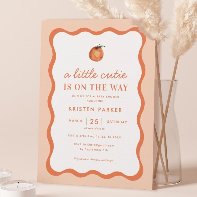 Orange Little Cutie Tangerine Baby Shower Inbjudningar (Skapare uppladdad)
