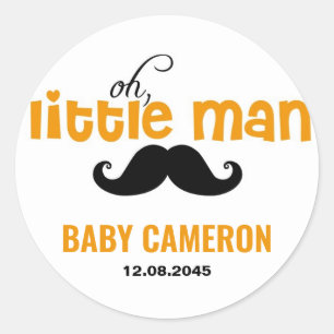 Orange Little Man Mustasch Baby Shower-dekal Runt Klistermärke