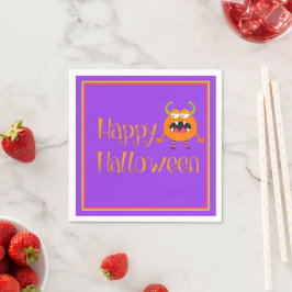 Orange Little Monster Halloween Roligt Kids Pappersservett