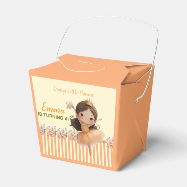 Orange Little Princess Boll Favor Box Presentaskar (Framsidan Sidan)