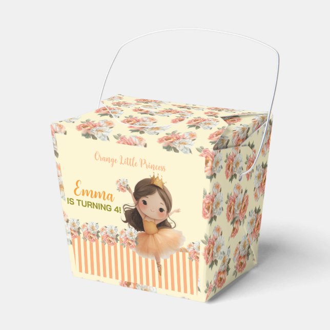 Orange Little Princess Boll Favor Box Presentaskar (Framsidan Sidan)