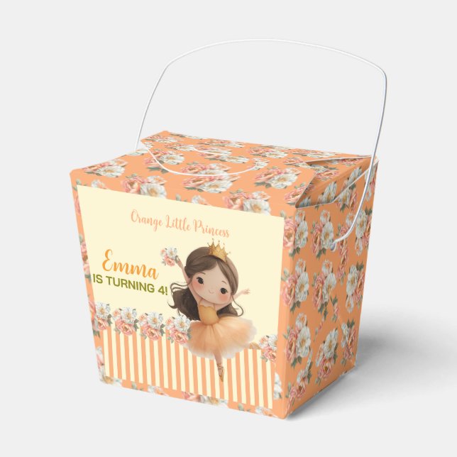 Orange Little Princess Boll Favor Box Presentaskar (Framsidan Sidan)