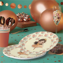 Orange Little Princess Boll Papper Plate
