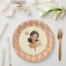 Orange Little Princess Boll Papper Plate