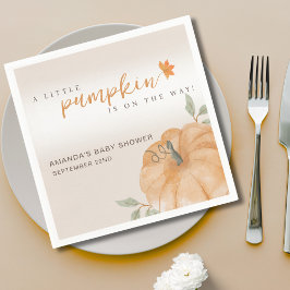 Orange Little Pumpkin Autumn Fall Baby Shower Pappersservett