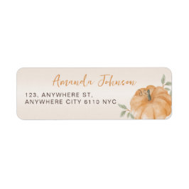 Orange Little Pumpkin Autumn Fall Baby Shower Returadress Etikett