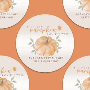 Orange Little Pumpkin Autumn Fall Baby Shower Runt Klistermärke