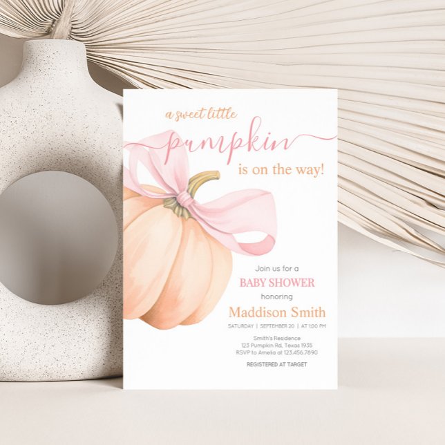 Orange Little Pumpkin Baby Shower Inbjudningar (Elegant Pumpkin Baby Shower Invitation)