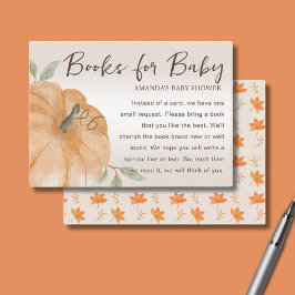 Orange Little Pumpkin-böcker för baby shower  Tilläggskort