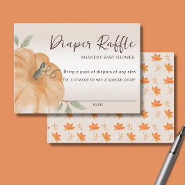 Orange Little Pumpkin Diaper Raffle Baby Shower Tilläggskort