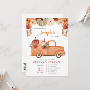 Orange Little Pumpkin First Birthday Inbjudningar