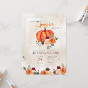 Orange Little Pumpkin Gender Neutral Baby Shower Inbjudningar