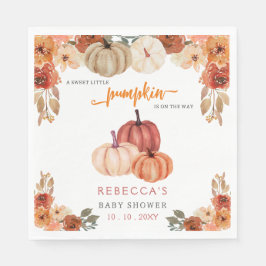Orange Little Pumpkin Gender Neutral Baby Shower Pappersservett