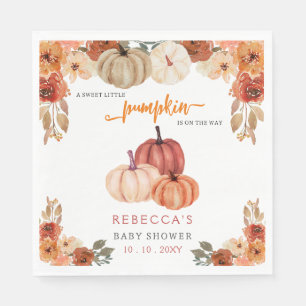 Orange Little Pumpkin Gender Neutral Baby Shower Pappersservett