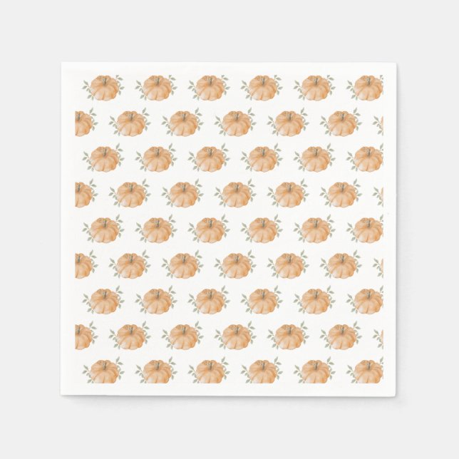 Orange Little Pumpkin Mönster Autumn Shower Pappersservett (Framsidan)