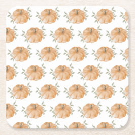 Orange Little Pumpkin Mönster Autumn Shower Underlägg Papper Kvadrat
