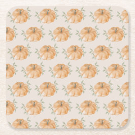 Orange Little Pumpkin Mönster Fall Baby Shower Underlägg Papper Kvadrat