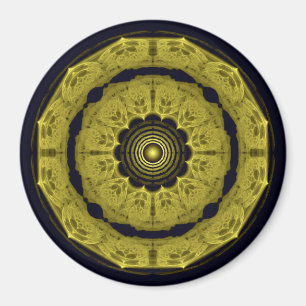 Orange ljus rund fraktal ornament magnet