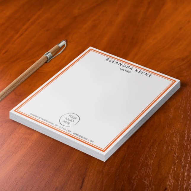 Orange logotyp, namn och kontaktinformation Företa Anteckningsblock (Skapare uppladdad)