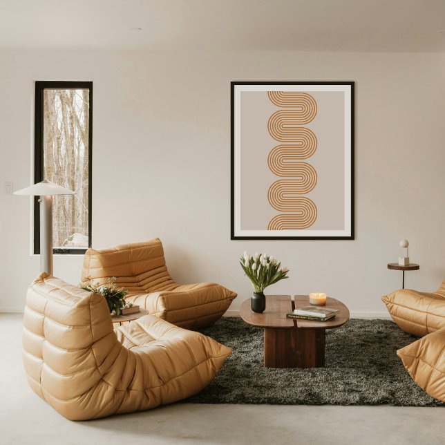 Orange Lombard Vågiga Linjer Modern Minimalistisk  Poster (Skapare uppladdad)