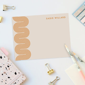 Orange Lombard Wavy Lines Modern Stationery Card Anteckningskort