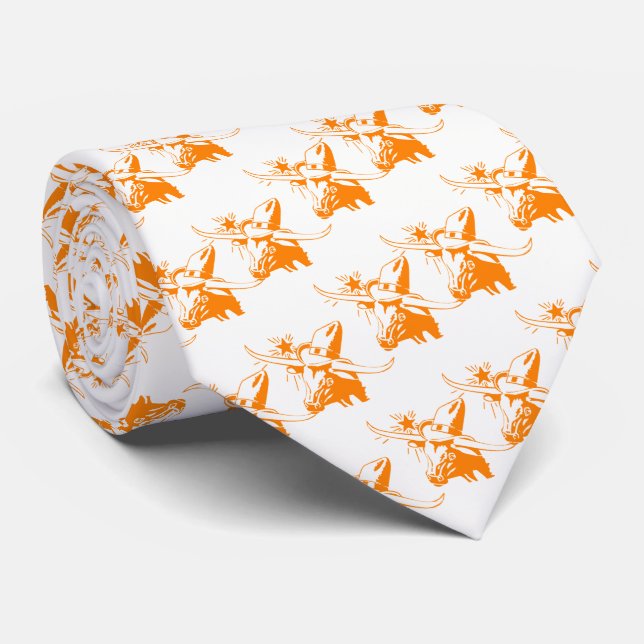 Orange Longhornråd med Cowboyhatten Slips (Rullad)