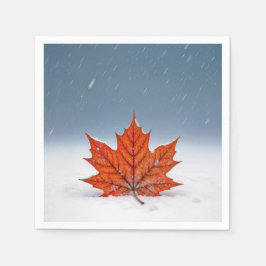 Orange lönnlöv på färsk snö pappersservett