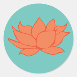 Orange Lotus Flower Sticker Runt Klistermärke