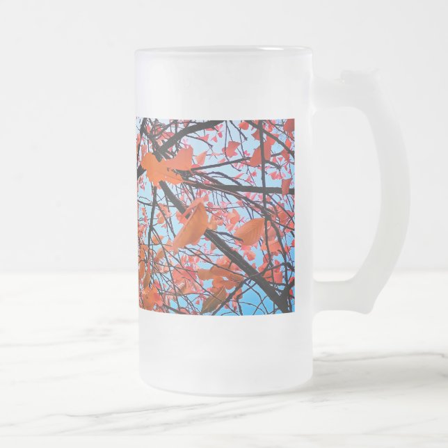 Orange löv frostat ölglas (Höger)